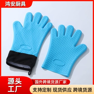 厨房家用五指烤箱手套耐高温烘焙防滑放热硅胶厂家批发防烫