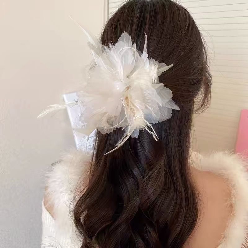 Satín de alta sensación, arco negro grande, clip de tiburón, toque de cabeza, clip de nube, clip de agarre, clip de cabello, tarjeta de cabello de mujer