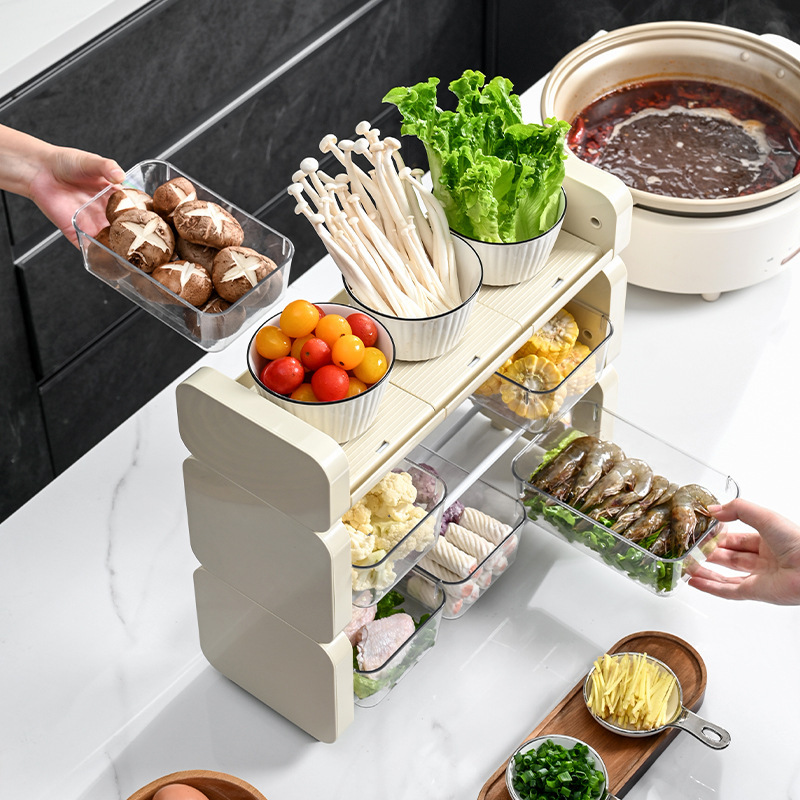 水果盘子火锅盘子点心干果塑料旋转果盘零食盒甜品台多层分格零食|undefined