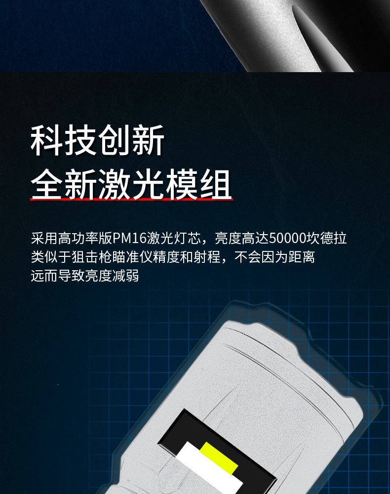 Tactical Multi-Functional Ultra-Bright Flashlight with Laser, Long-Lasting Battery Life, Portable, Long-Range, Rechargeable