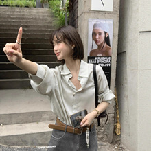 IMISS 2025早秋新款高品质韩系天丝百搭长袖宽松衬衫女衬衣H70733