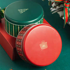 曲奇包装盒新年礼盒包装饼干糖果雪花酥礼品罐圣诞圆形虎年铁盒子