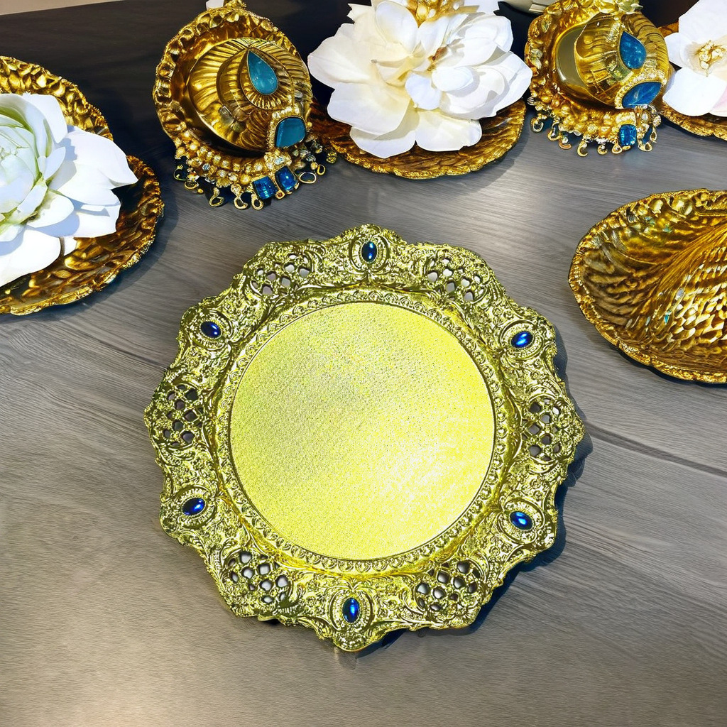 Fábrica de comercio exterior transfronterizo placas de cargador huecas gemas almohadillas de encaje restaurante hotel fiesta de boda