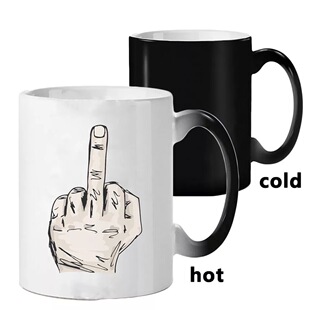 Foreign trade creative personality middle finger color change mug ceramic thermal gradient temperature sensitive coffee water cup spot wholesale