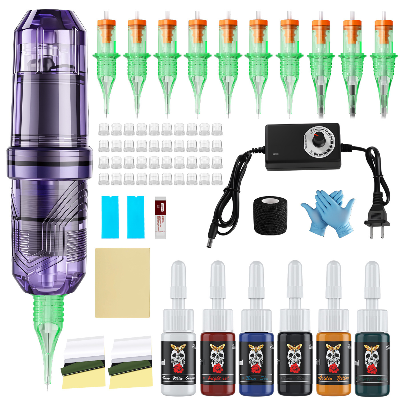 Bolígrafo de diamante transfronterizo, traje de tatuaje simple, gobernador, juego completo de corte, máquina de niebla, herramienta de tatuaje para entrenamiento