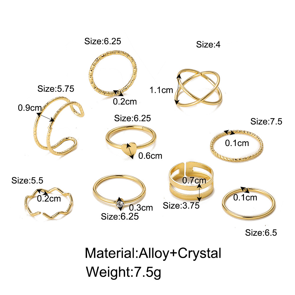 New Twist Disc Ring Wholesale Creative Simple Five-pointed Star Moon Pendant Rings 5-piece Set display picture 2
