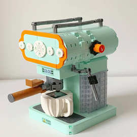 兼容乐高哲高01008咖啡机积木面包机打字机模型7岁小颗粒拼装玩具