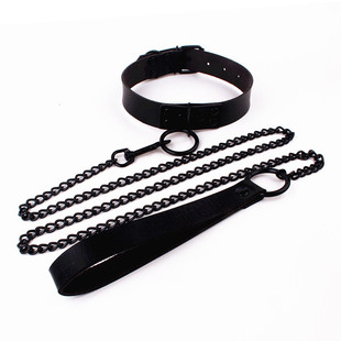 European and American punk style dark personality exaggerated pu traction rope collar neck strap alternative fashion O-shaped necklace clavicle chain