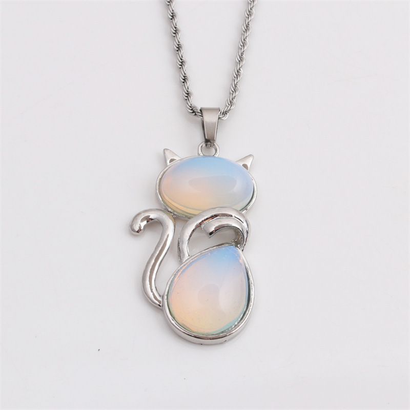 Turquoise Cat Shape Pendant Cute Necklace Wholesale Jewelry Nihaojewelry display picture 1