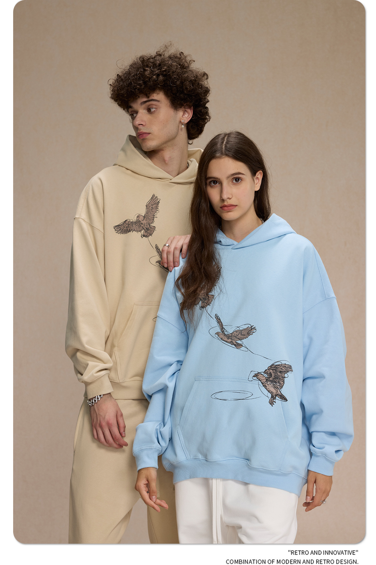2024 New Product 430g White Ink Digital Direct Spray Printed Men's Trendy Brand Loose Hoodie for Couples_voghion.com