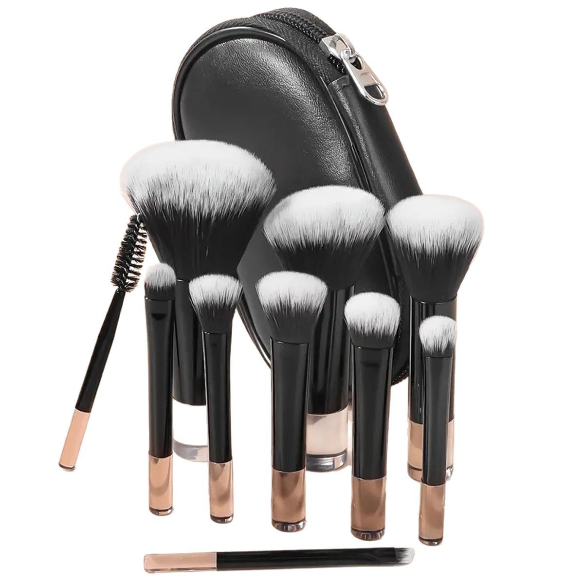 Transfronterizo 10 mini cepillo de maquillaje conjunto de mango de cristal portátil a granel cepillo blush cepillo de sombra de ojos bolsa de cepillo