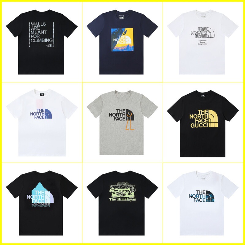 Men's T-Shirt with Printed Letters, Harajuku Style, Loose Fit, Trendy North Face Cotton 230, Couple's Tag, Round Neck Men's T-Shirt with Printed Letters, Harajuku Style, Loose Fit, Trendy North Face Cotton 230, Couple's Tag, Round Neck
