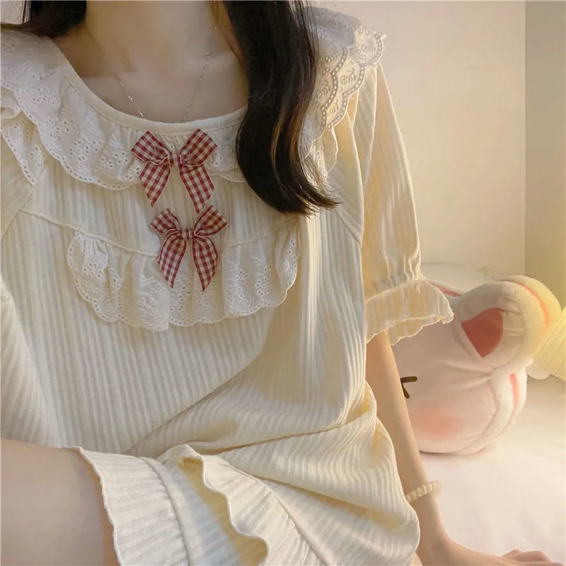 Pajamas women's summer short-sleeved women's shorts suit court style princess style cotton-like sweet cute two-piece home wear