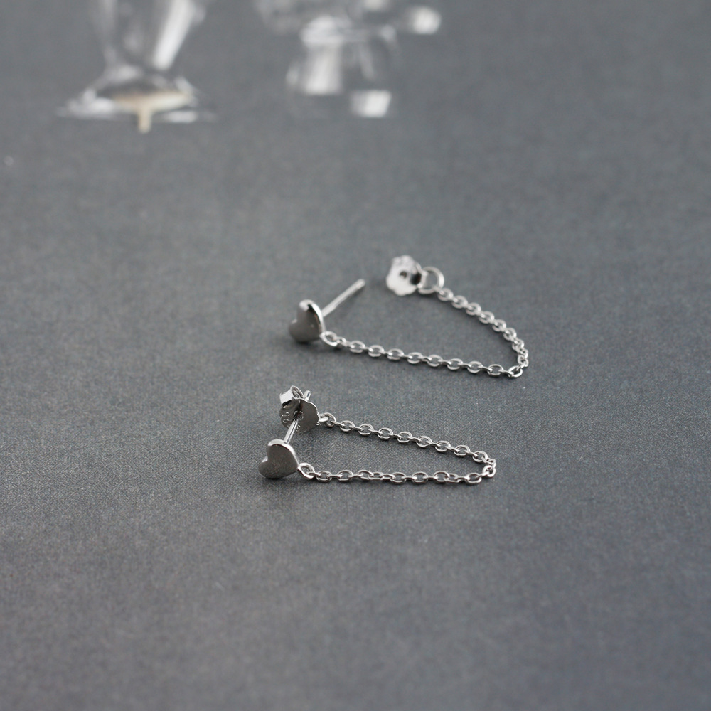 Fashion Heart Shape Sterling Silver Plating Drop Earrings 1 Pair