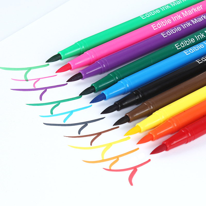 Suministro directo de fábrica nueva pluma de pigmento para hornear comestible de doble cabeza 0,7mm pluma firma cabeza cepillo pluma gancho pluma pintura