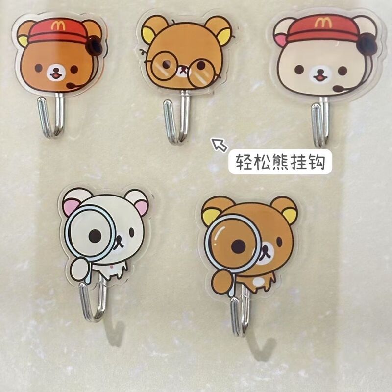 Rilakkuma Cute Peripheral Acrylic Dormitory Punch Strong Adhesive Hook Wall Kitchen Bathroom Traceless
