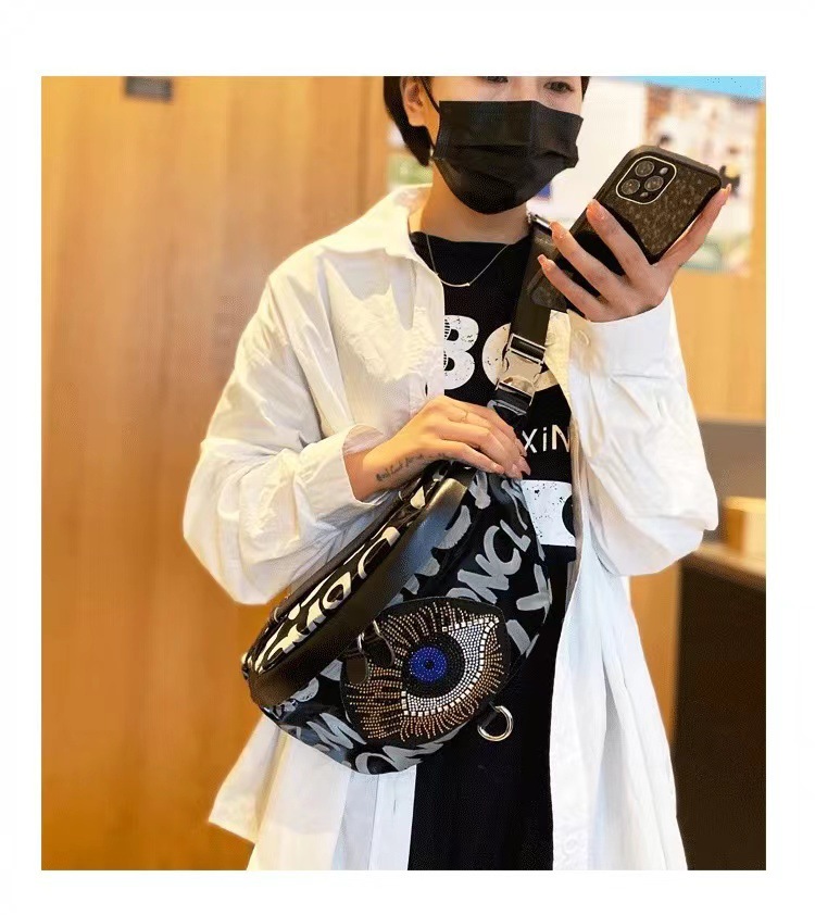 Oxford Cloth Material Devil's Eye Pattern Women's Streetwear Devil's Eye Oxford Cloth Waist Bags