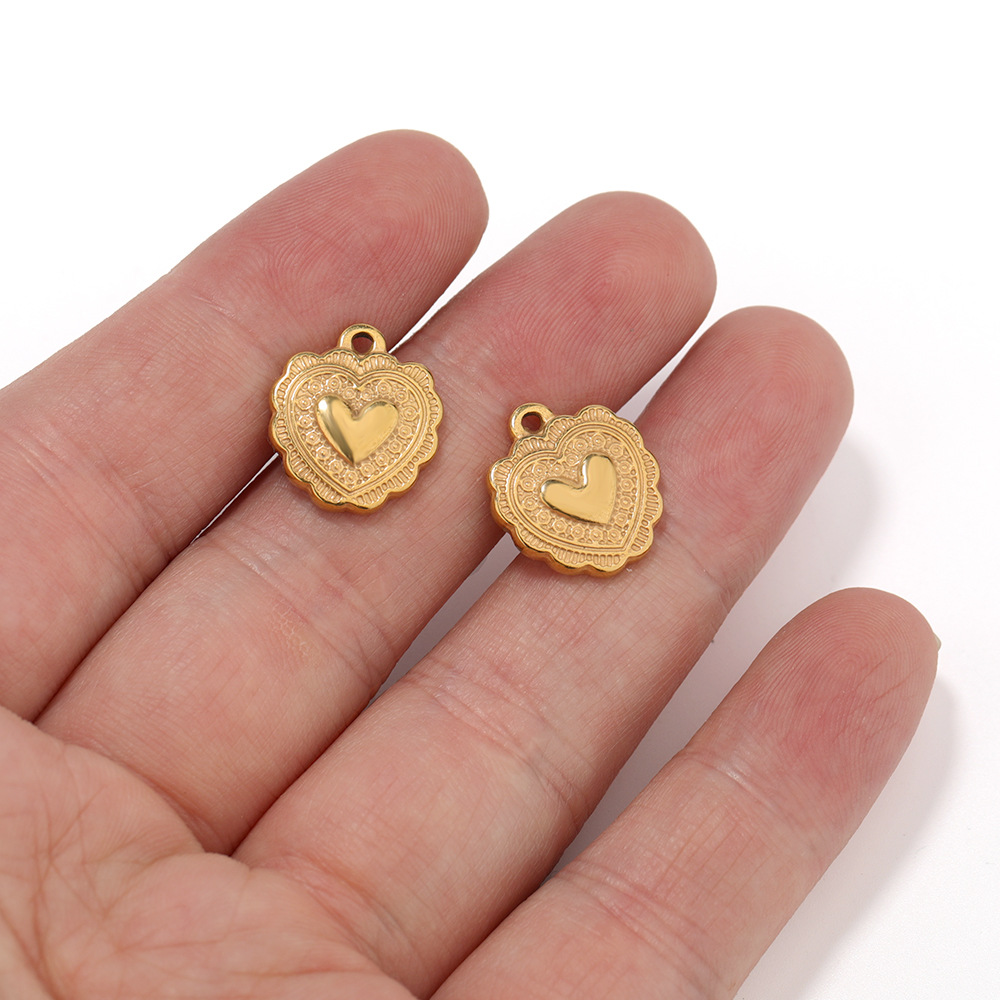 14*16MM Jewelry Making Size 5 PCS/Package 14*16MM 304 Stainless Steel Heart Shape Pendant