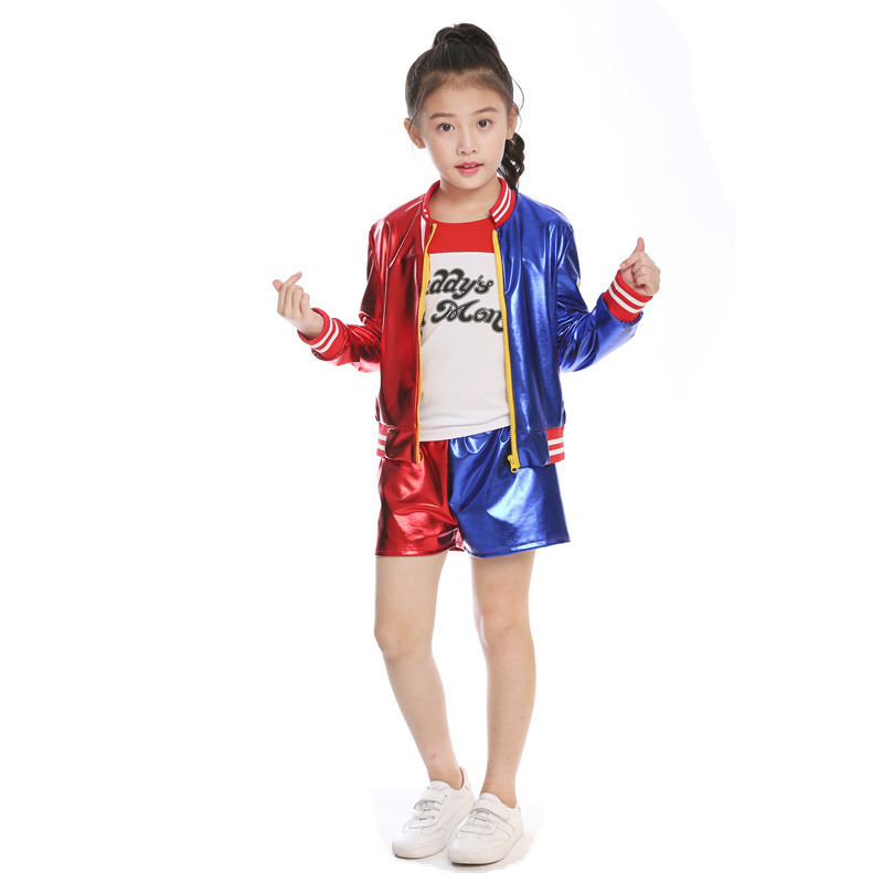 自殺チームのハリー・クラインsuicide squadの醜い女の子の子供のプリントのフルセットのコスプレ服|undefined