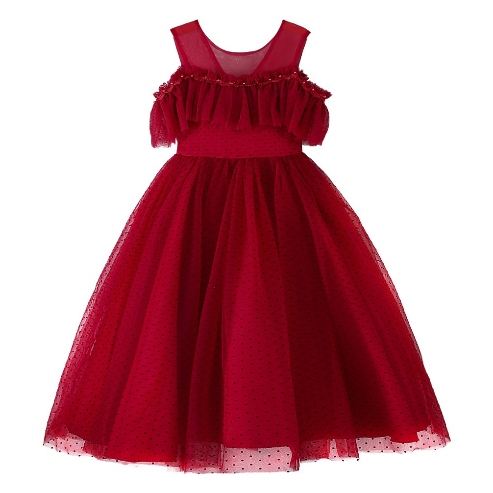 Vestido de niña AliExpress medio y grande para niños vestido de lunares de malla Pequeño anfitrión vestido de princesa para niños vestido de Liga