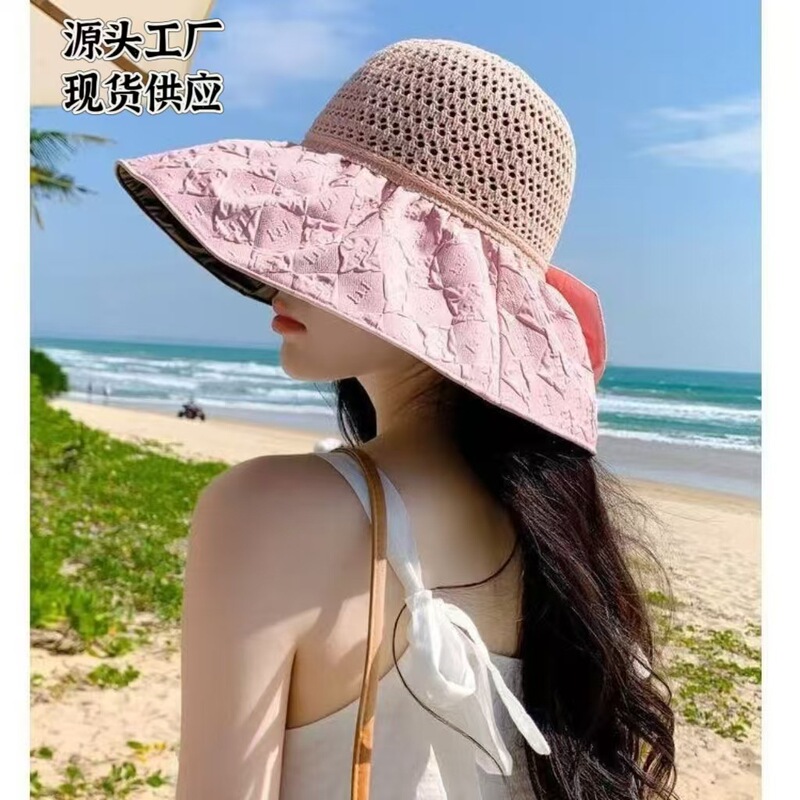 Fresh and Simple Fisherman Hat with Hollow Design, Sunshade Hat, Korean Style Bucket Hat for Women, Sun Protection Hat, Large Brim for Summer Outings, Beach Hat That Makes the Face Look Smaller