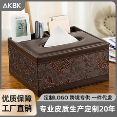高級革製多機能収納ティッシュボックス、革製デスクトップリビングルームコーヒーテーブル収納ボックス、ティッシュボックス卸売メーカー