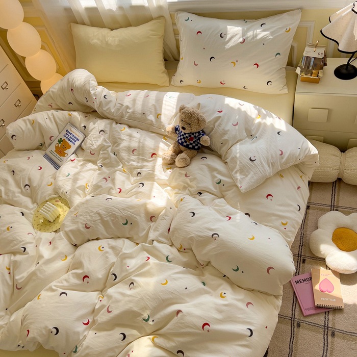 A clase de algodón ultra suave lavado con agua cuatro piezas de madres y bebés cubierta de cama desnuda dormitorio de estudiantes ropa de cama de tres piezas