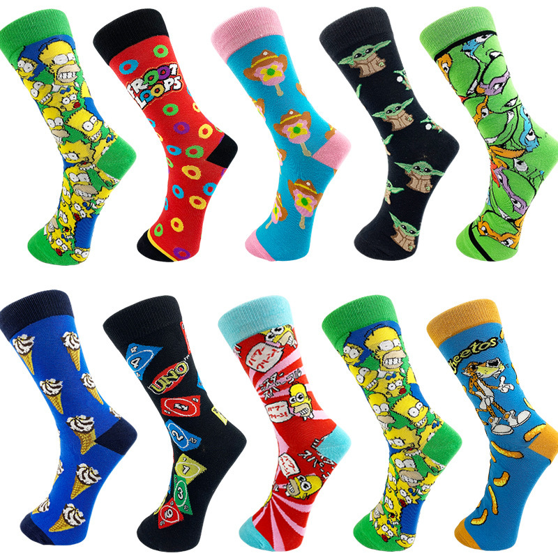 Cross-Border New Product Cartoon Men's Mid-Calf Socks, Couple's Teenage Mutant Ninja Turtles Personalized Trendy Socks, Manufacturers Can Provide One-Piece Dropshipping