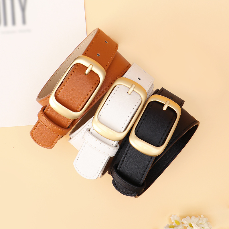 Fashionable and versatile women's belt with alloy pin buckle, simple belt for women, high-end decorative clothing belt_viptrois.com