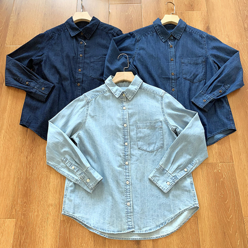 The Whole Order Has Arrived! Just One Batch ~ Couple Style Retro Soft Cotton Twill Single Flap Pocket Pants Casual Denim Shirt