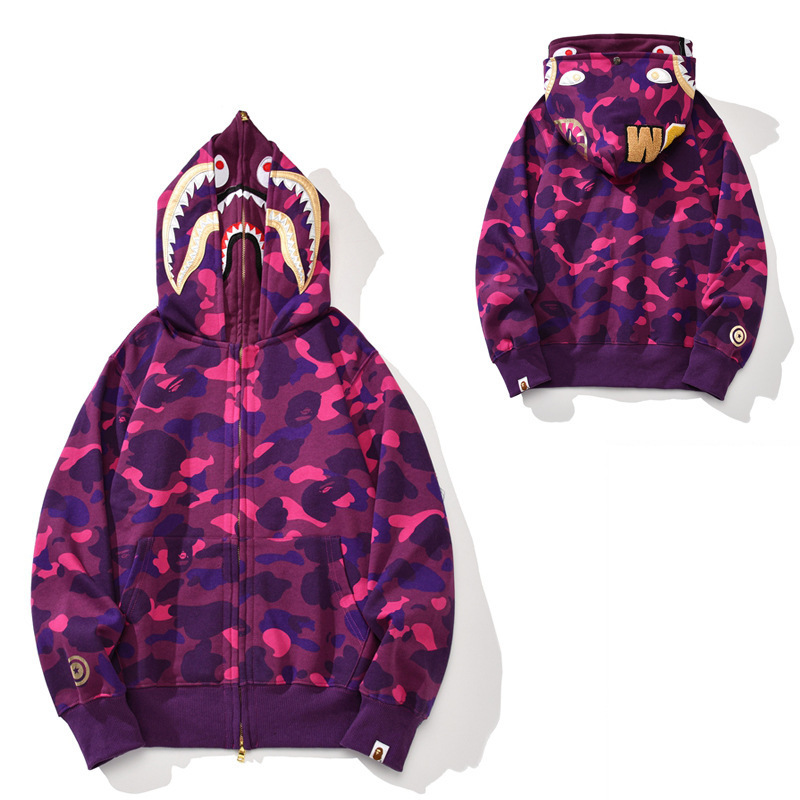 BAPE Color Camo Shark Full Zip Hoodie Jacket Purple