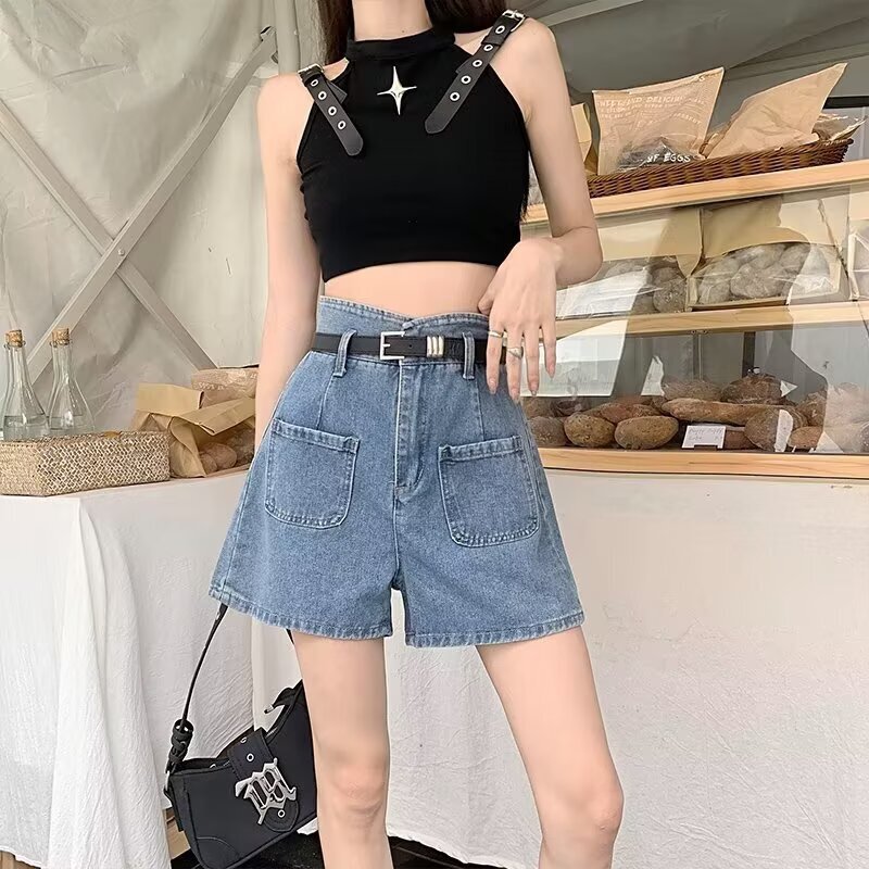 Pear-Shaped Body Wide-Leg Denim Shorts for Women, New Summer Style, Plus-Size, High-Waisted, Loose-Fitting, Slimming A-Line Pants Pear-Shaped Body Wide-Leg Denim Shorts for Women, New Summer Style, Plus-Size, High-Waisted, Loose-Fitting, Slimming A-Line Pants
