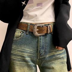 アメリカンレトロブラウンワイドベルト女性のための2025新しい秋と冬のホットガールy2k多用途ベルトジーンズハイエンド