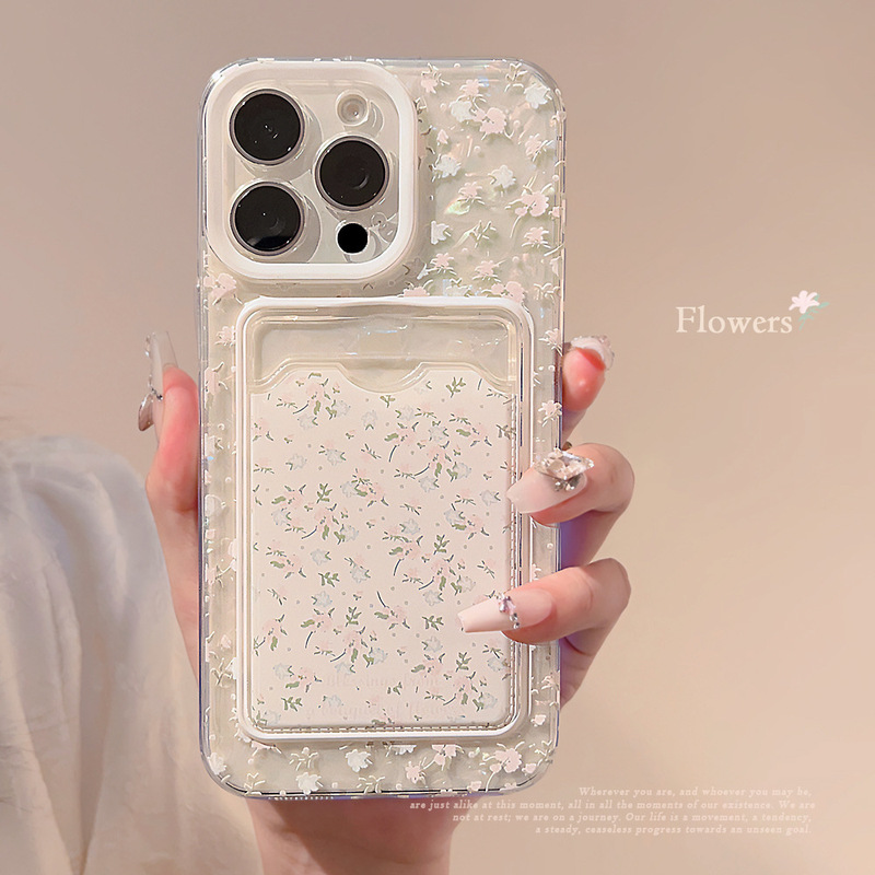 Small Floral Shell Pattern Suitable for iPhone 17 Pro Max Phone Case 13 Apple 15 Card Holder 11 Transparent 16 Artistic