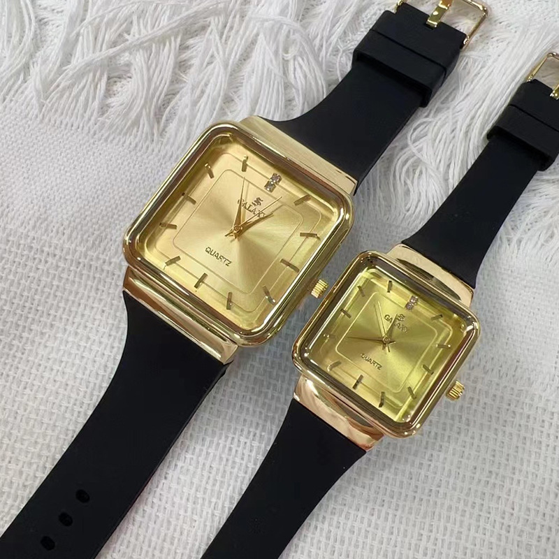 Galaxy Square Simple Gold Watch Couple Silicone Band Watch Wholesale Export Cross-Border Foreign Trade Manufacturer Supply