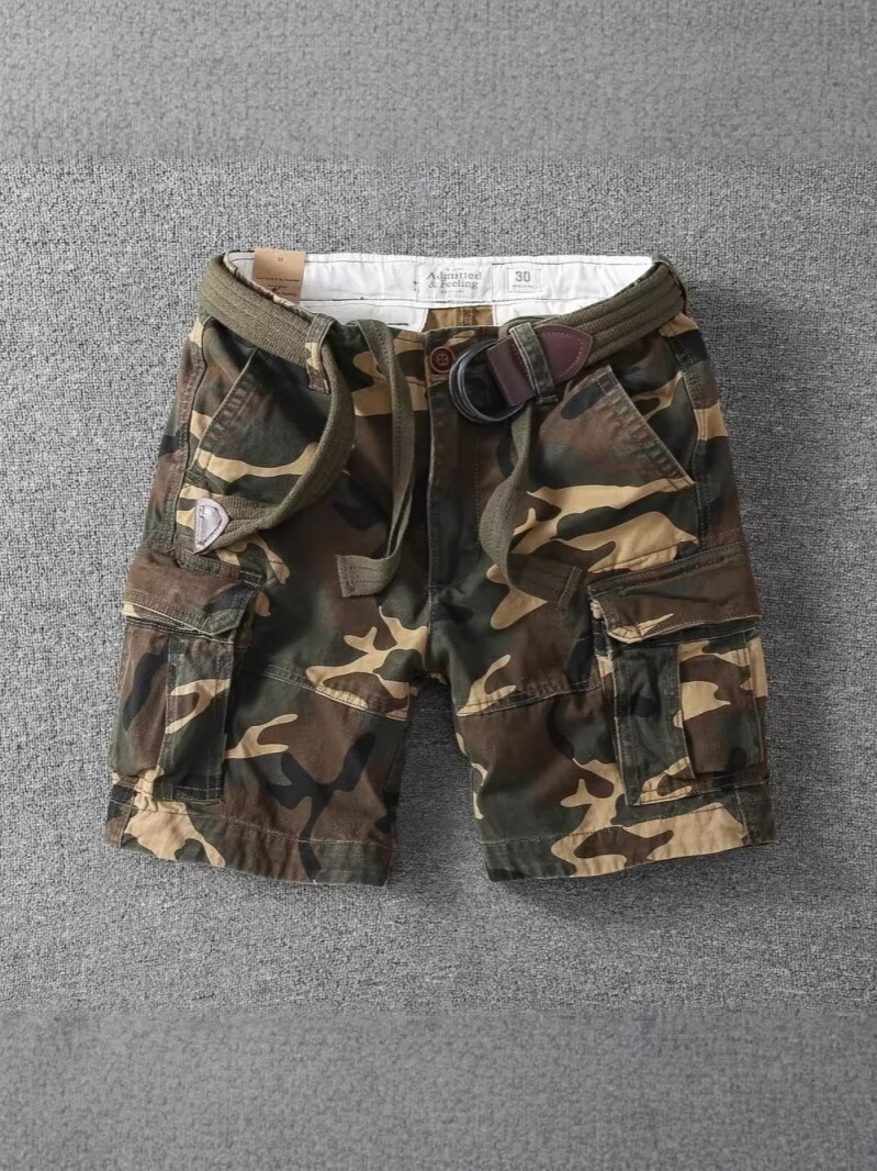 25 nuevos pantalones cortos casuales de verano de algodón sueltos pantalones de camuflaje para hombres jóvenes pantalones rectos fabricantes al por mayor