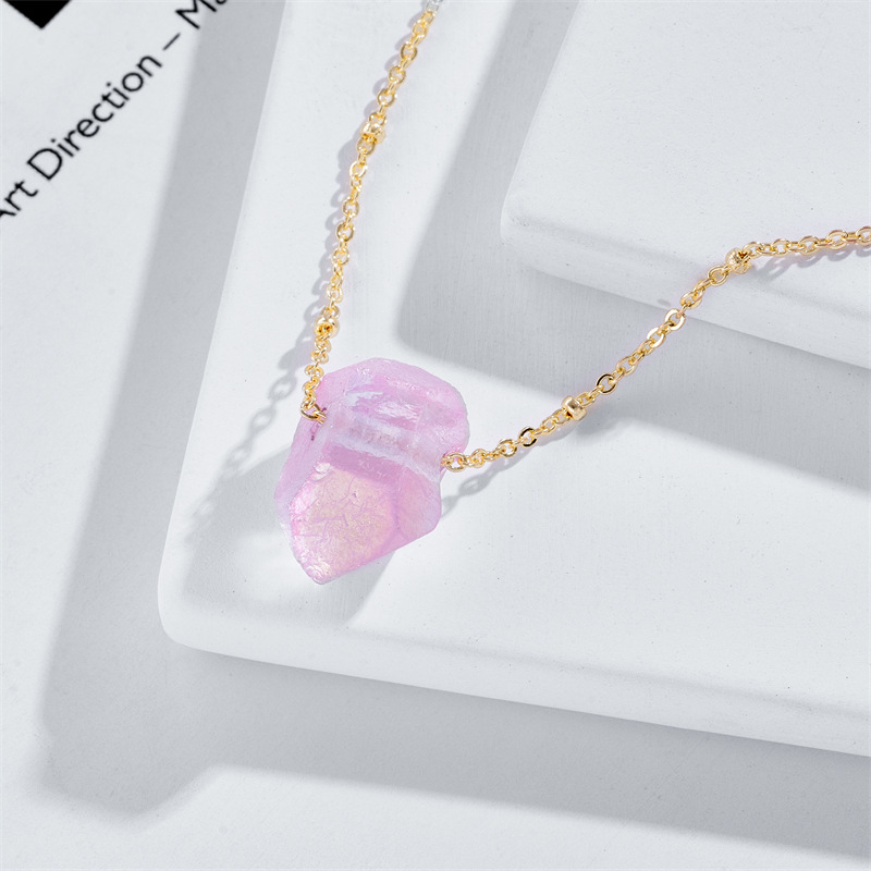 Simple Style Geometric Copper Pendant Necklace Natural Stone Copper Necklaces