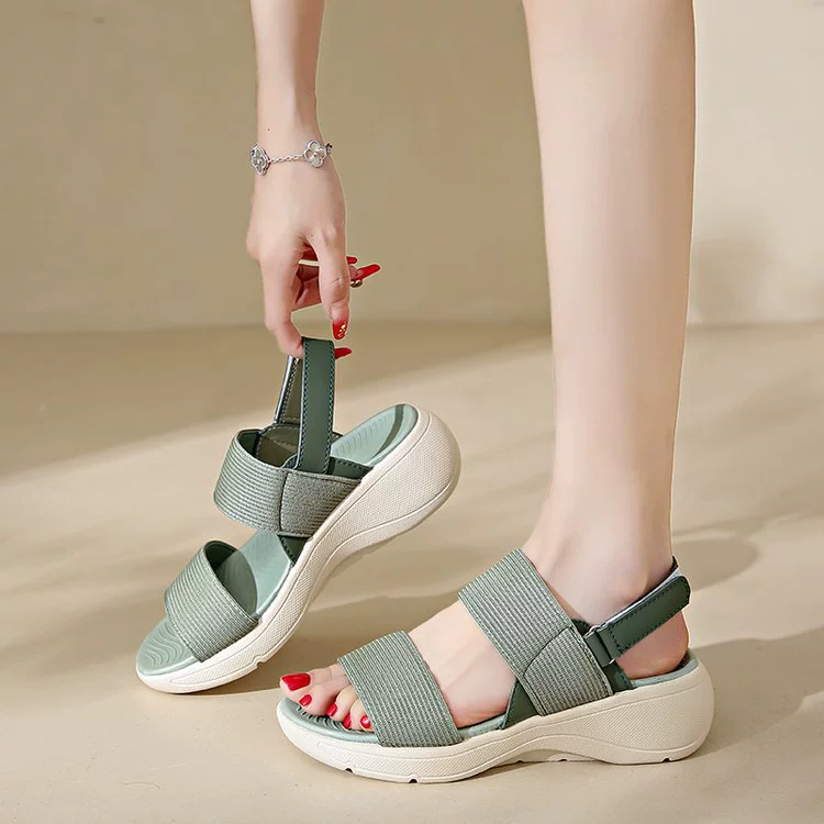 Женские спортивные сандалии на толстой подошве, новинка лета 2025 года, мягкая подошва, большие размеры, пляжная обувь, простые женские туфли на липучке
