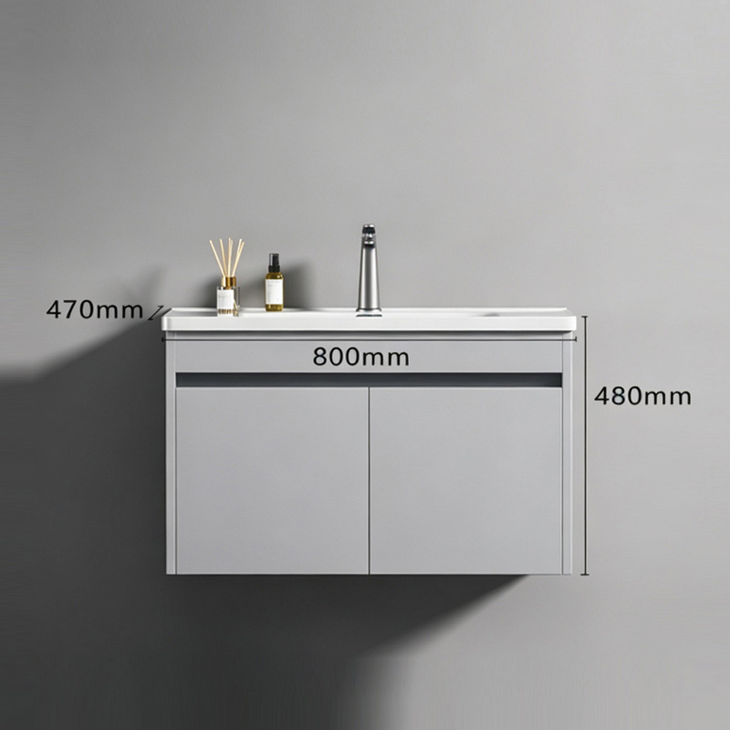 Mueble de Baño con Lavabo de Acero Inoxidable y Cerámica, Desempañado Inteligente, Suspendido de Pared, para Baño image 11