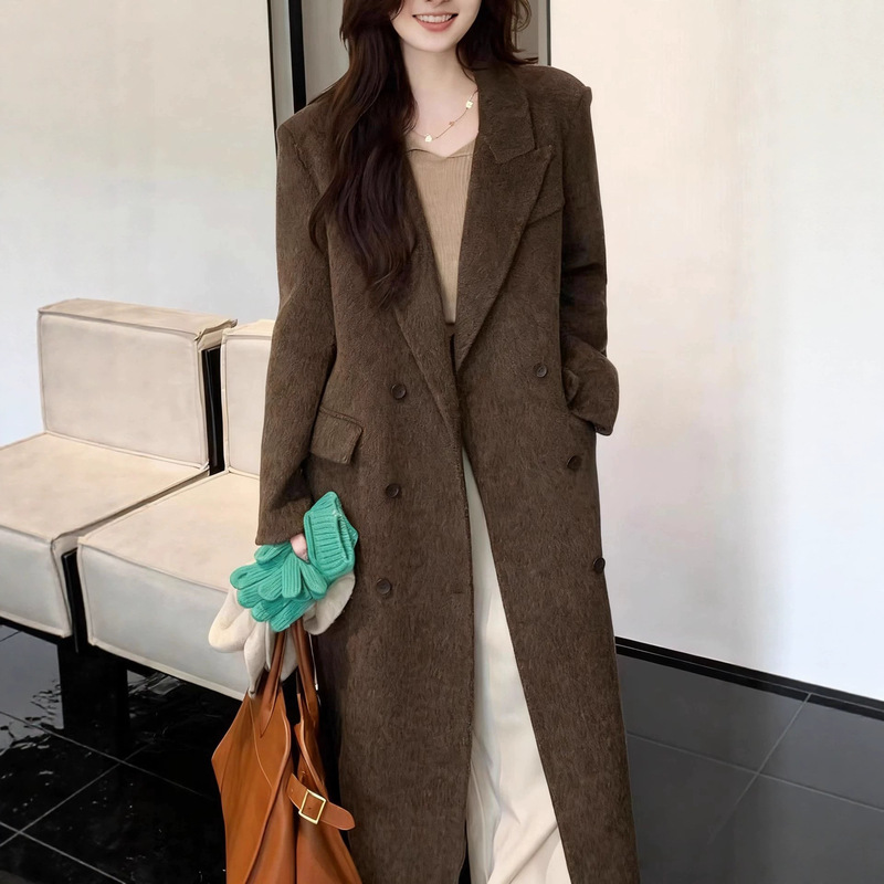 Western Europe 8817 Right Shoulder Suit Collar High-End Extended Korean Double-Sided Wool Outwear Cashmere Woolen Outwear Western Europe 8817 Right Shoulder Suit Collar High-End Extended Korean Double-Sided Wool Outwear Cashmere Woolen Outwear