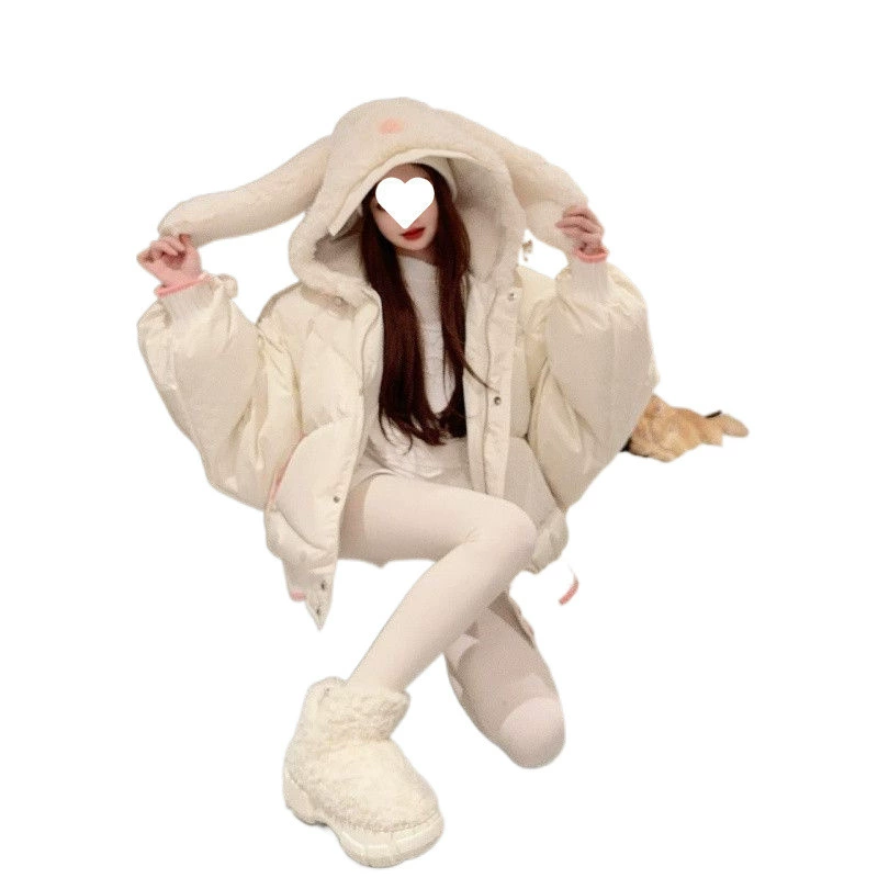 White rabbit, winter cute down jacket, increased thickness, new collection, with little bears