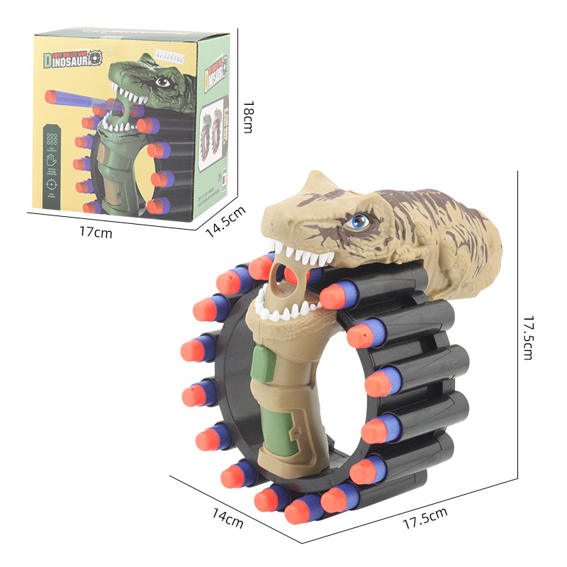 Transfronterizo Amazon niños dinosaurio pulsera manual continua pistola de bala suave tiro bala suave pistola de juguete fábrica al por mayor