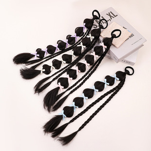 Wig with Double Ponytails for Women, Lantern Braids, Natural Highlights, Colorful Bubble Braids, Sweet and Cool Boxing Braids, Hair Ties