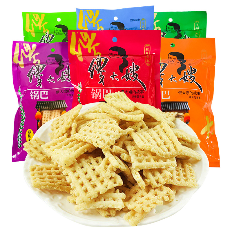 傻大嫂锅巴80/90后小时候怀旧零食烧烤麻辣锅巴多口味整箱批发