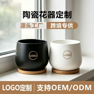 定制logo多肉陶瓷花盆家用室内绿植小盆栽桌面摆件新店礼品跨境