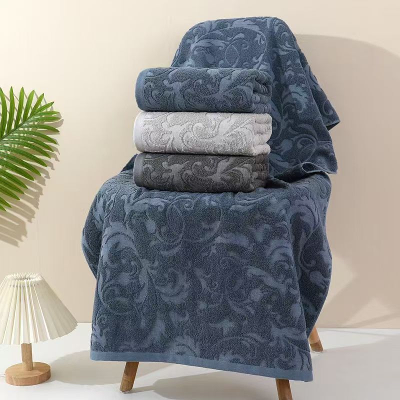 Cross-Border Pure Cotton Towels and Bath Towels, Export Pure Cotton Jacquard Pattern Bath Towels, Custom-Made Полотенце