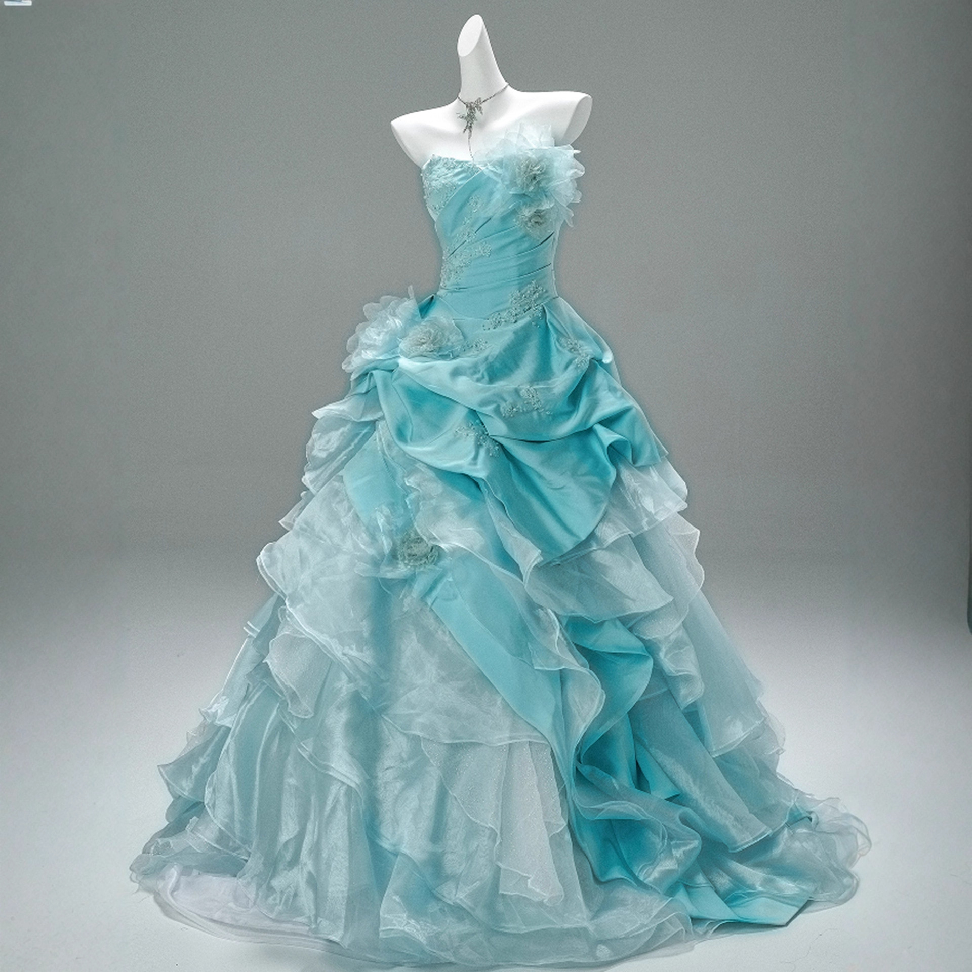 Blue Evening Dress 2026 New Model, High-End Luxury Niche Strapless Gown for Annual Meeting Host