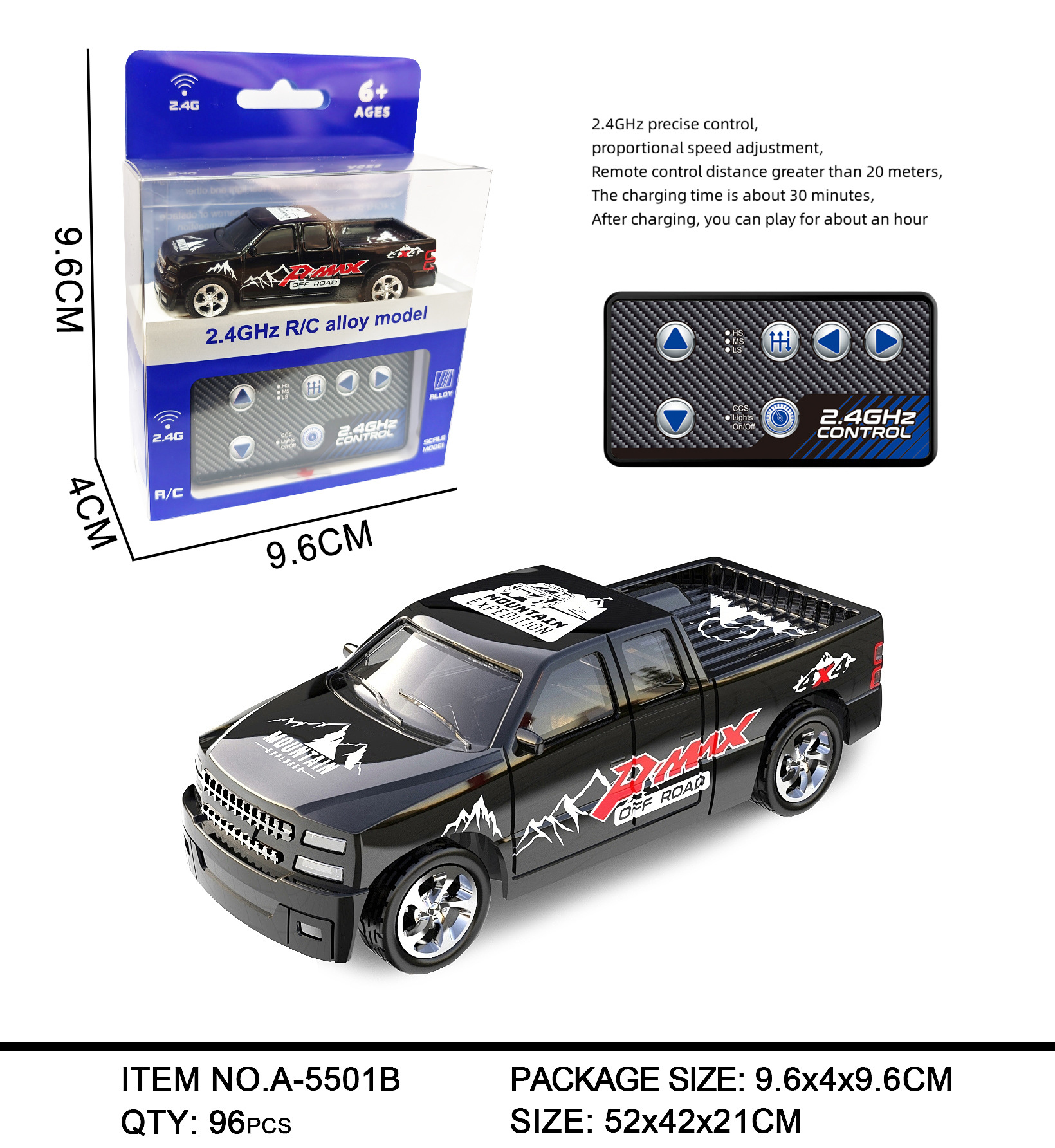 Mini remote control car toy 2.4g Light Adjustable speed belt trailer Simulation Model 1:64 alloy car cross-border toy