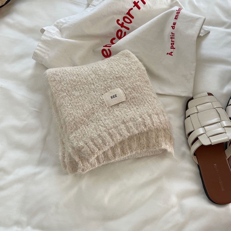 Contenant de la laine ~ Nouvelle écharpe en cachemire imitant un œuf gluant doux de couleur unie pour la chaleur hivernale en tricot de tempérament coréen_voghion.com