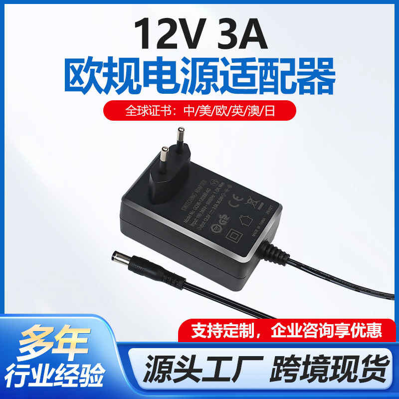 Spot 12V3A European Power Adapter Ce/Gs Certified Electrical Products Switching Power Supply Notebook Charger